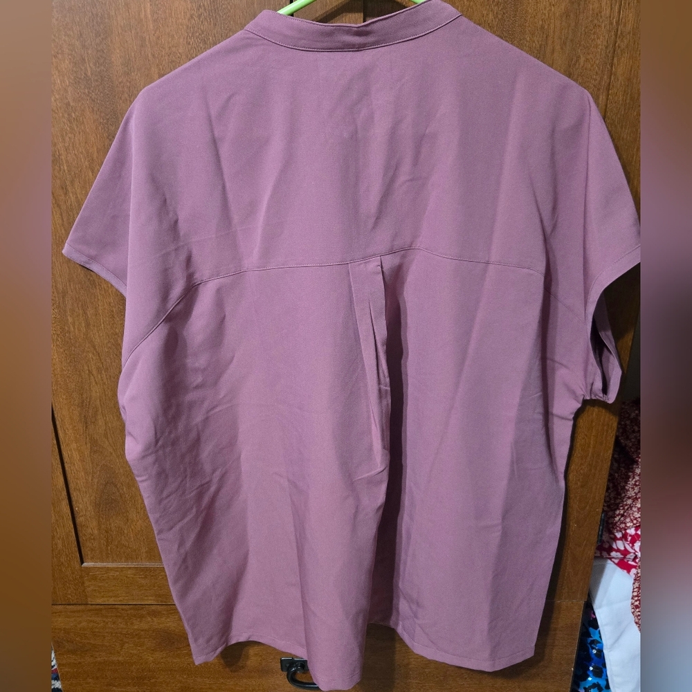 Mandala Women's Mauve Dolman Scrub Top - Picture 2 of 6